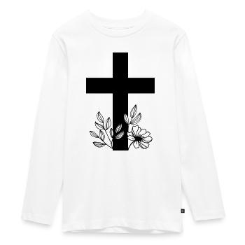 Kreuz - Teenager Premium Bio Langarmshirt - Weiß - Vorne - AI Model Kid Female (0cm)