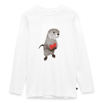 Loutre avec cœur - T-shirt manches longues Premium Ado - blanc - Devant - AI Model Kid Female (0cm)
