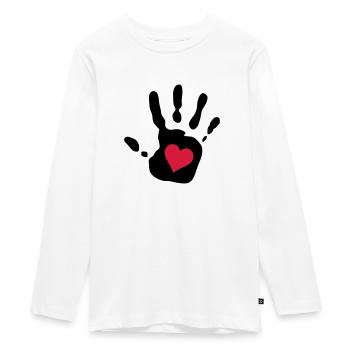 empreinte de la main coeur rouge - T-shirt manches longues Premium Ado - blanc - Devant - AI Model Kid Female (0cm)