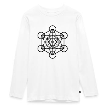 Metatron-Würfel - Teenager Premium Bio Langarmshirt - Weiß - Vorne - AI Model Kid Female (0cm)