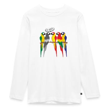 MONOCHROMER VOGELPAPAGEI - Teenager Premium Bio Langarmshirt - Weiß - Vorne - AI Model Kid Female (0cm)