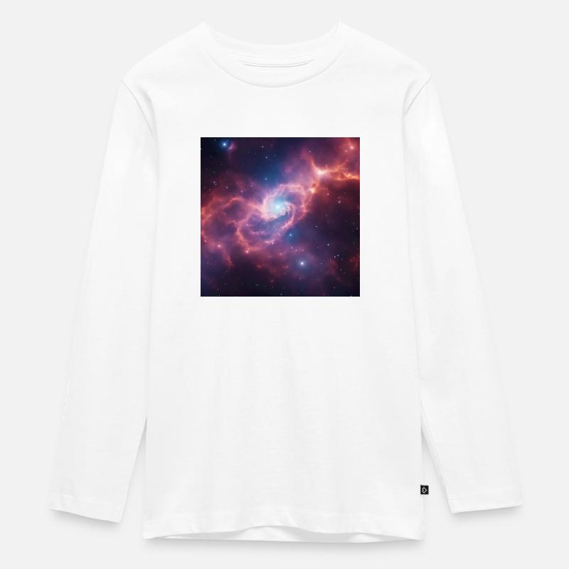 Space Nebula - Teenager Premium Bio Langarmshirt - Weiß