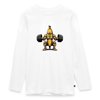 Serious Banana Curling - Teenager Premium Organic Long Sleeve Shirt - white - Front - AI Model Kid Female (0cm)
