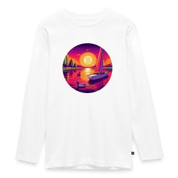 Bitcoin Sunset : un art numérique unique et coloré - T-shirt manches longues Premium Ado - blanc - Devant - AI Model Kid Female (0cm)