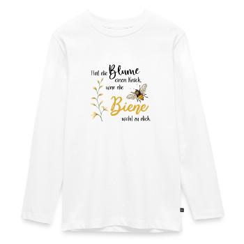 Hat die Blume einen Knick, war die Biene zu dick - Teenager Premium Bio Langarmshirt - Weiß - Vorne - AI Model Kid Female (0cm)