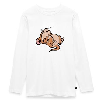 Sleeping Mouse - Teenager Premium Organic Long Sleeve Shirt - white - Front - AI Model Kid Female (0cm)