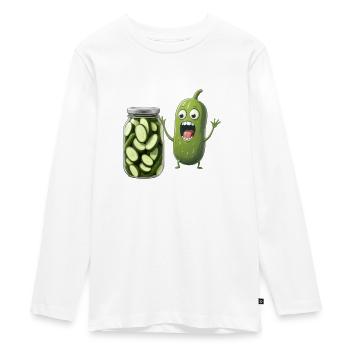 Pickle Reacting To Jar Of Pickles - Pickle Lovers - Teenager Premium Bio Langarmshirt - Weiß - Vorne - AI Model Kid Female (0cm)