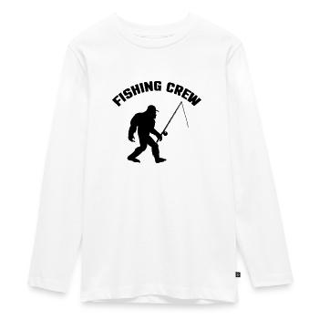 Big Foot Fishing Crew - Teenager Premium Organic Long Sleeve Shirt - white - Front - AI Model Kid Female (0cm)