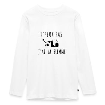 J'peux pas j'ai la flemme t-shirt humour - T-shirt manches longues Premium Ado - blanc - Devant - AI Model Kid Female (0cm)