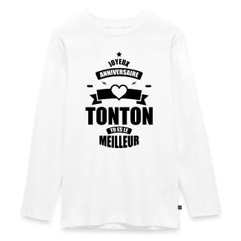joyeux anniversaire tonton tu es le meilleur - T-shirt manches longues Premium Ado - blanc - Devant - AI Model Kid Female (0cm)