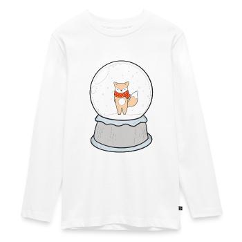 Renard globe à neige - T-shirt manches longues Premium Ado - blanc - Devant - AI Model Kid Female (0cm)