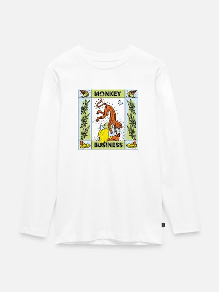 affe 1 - Teenager Premium Bio Langarmshirt - Weiß