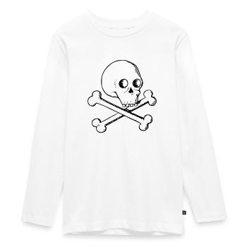 Skull and bones - Teenager Premium Organic Long Sleeve Shirt - white - Front - AI Model Kid Female (0cm)