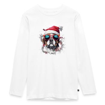 French Bulldog Christmas Dog in the Snow - Teenager Premium Organic Long Sleeve Shirt - white - Front - AI Model Kid Female (0cm)