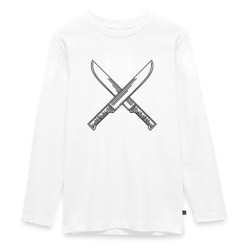 Couteaux - T-shirt manches longues Premium Ado - blanc - Devant - AI Model Kid Female (0cm)