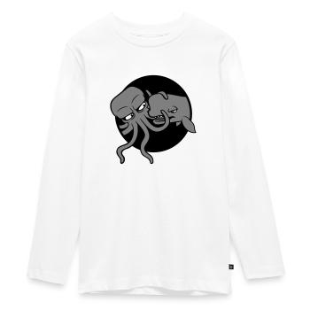 Octopus Whale 2 Combattre Monstre des profondeurs Monstre marin - T-shirt manches longues Premium Ado - blanc - Devant - AI Model Kid Female (0cm)