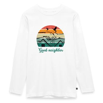 Guter Nachbar BW - Teenager Premium Bio Langarmshirt - Weiß - Vorne - AI Model Kid Female (0cm)