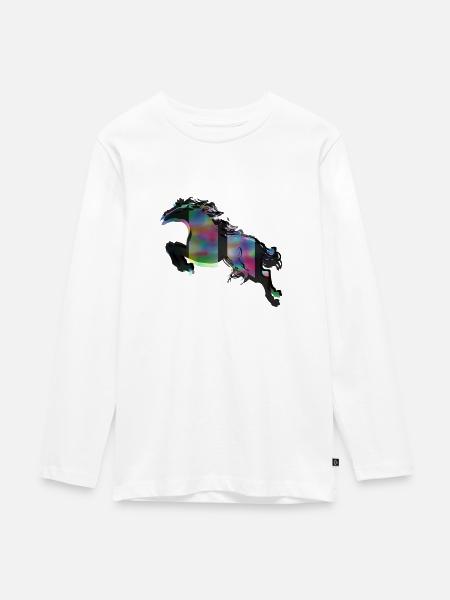 Pferd - Teenager Premium Bio Langarmshirt - Weiß