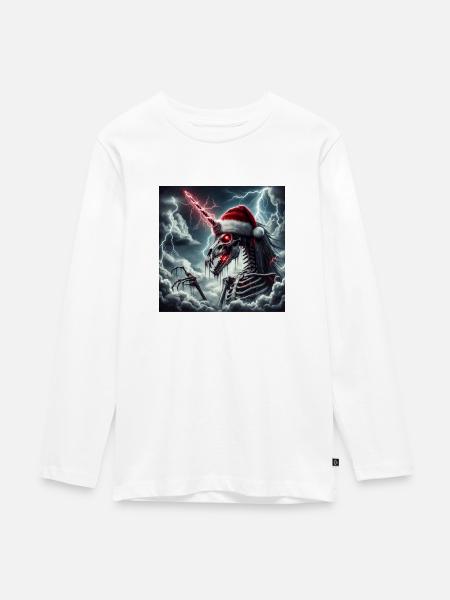Weihnachts Einhorn - Teenager Premium Bio Langarmshirt - Weiß