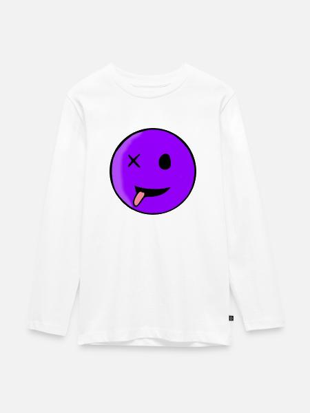 Funny Smilie - Teenager Premium Bio Langarmshirt - Weiß