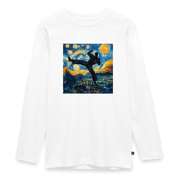 Karate Taekwondo Van Gogh - Teenager Premium Bio Langarmshirt - Weiß - Vorne - AI Model Kid Female (0cm)