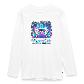 GAME ON - Teenager Premium Bio Langarmshirt - Weiß - Vorne - AI Model Kid Female (0cm)