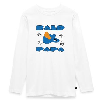 BALD PAPA - Teenager Premium Organic Long Sleeve Shirt - white - Front - AI Model Kid Female (0cm)