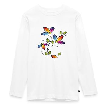 Blumenranke, Flowers - Teenager Premium Bio Langarmshirt - Weiß - Vorne - AI Model Kid Female (0cm)