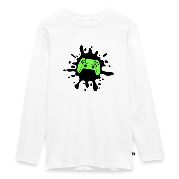 gamer gamepad klecks - Teenager Premium Bio Langarmshirt - Weiß - Vorne - AI Model Kid Female (0cm)
