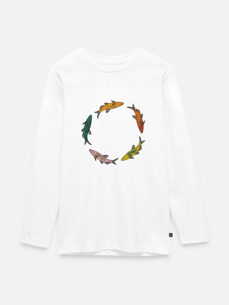 Fische bunt - Teenager Premium Bio Langarmshirt - Weiß