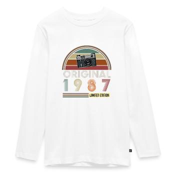 1987 - Teenager Premium Bio Langarmshirt - Weiß - Vorne - AI Model Kid Female (0cm)