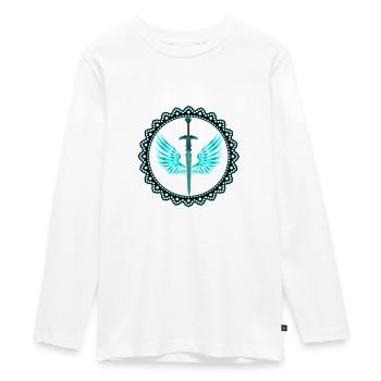 Winged sword - Teenager Premium Organic Long Sleeve Shirt - white - Front - AI Model Kid Female (0cm)