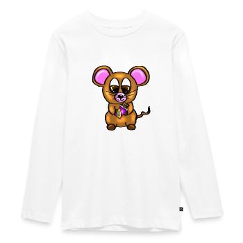 Süße Maus mit Schokolade/ Schokomaus/ Essen - Teenager Premium Bio Langarmshirt - Weiß - Vorne - AI Model Kid Female (0cm)