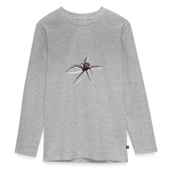 Spider with Shadow - Black Widow - Drawing - Teenager Premium Organic Long Sleeve Shirt - heather grey - Front