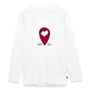 Location Herz "Happy Place" - Teenager Premium Organic Long Sleeve Shirt - white - Front - AI Model Kid Female (0cm)