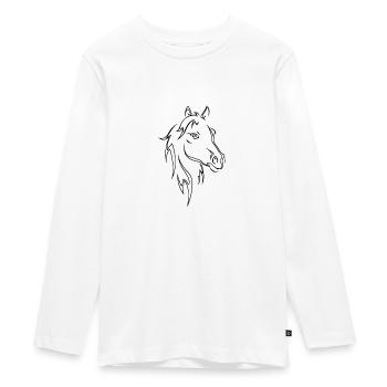 Horse head - Teenager Premium Organic Long Sleeve Shirt - white - Front - AI Model Kid Female (0cm)