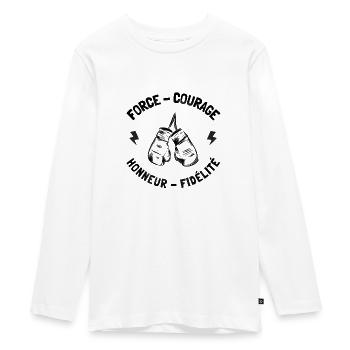 Force courage honneur fidélité | devise boxe - T-shirt manches longues Premium Ado - blanc - Devant - AI Model Kid Female (0cm)