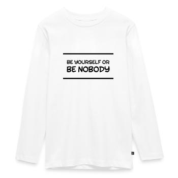 be authentic - Teenager Premium Organic Long Sleeve Shirt - white - Front - AI Model Kid Female (0cm)