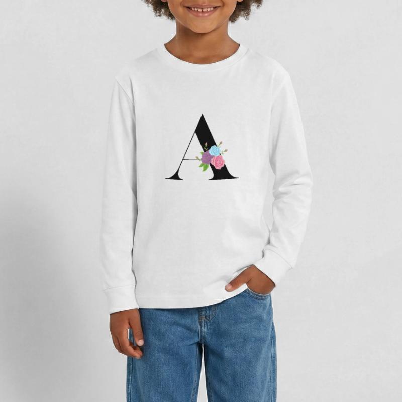 lettre A fleuris T-shirt manches longues Premium Ado