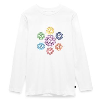 7 chakras Yoga - T-shirt manches longues Premium Ado - blanc - Devant - AI Model Kid Female (0cm)