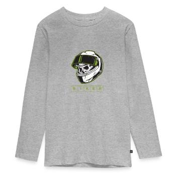 Biker - Teenager Premium Bio Langarmshirt - Grau meliert - Vorne