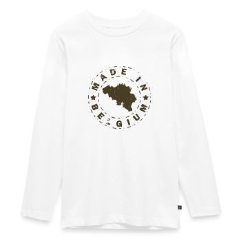 Made in Belgium - T-shirt manches longues Premium Ado - blanc - Devant - AI Model Kid Female (0cm)