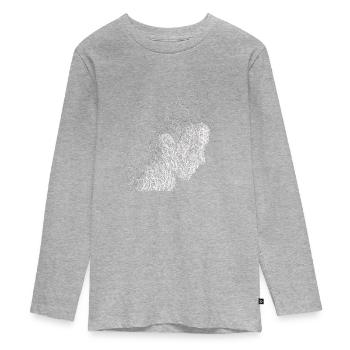 griffonnage du visage féminin - T-shirt manches longues Premium Ado - gris chiné - Devant