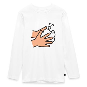 Hände waschen Icon - Teenager Premium Bio Langarmshirt - Weiß - Vorne - AI Model Kid Female (0cm)