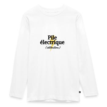 Pile électrique - T-shirt manches longues Premium Ado - blanc - Devant - AI Model Kid Female (0cm)