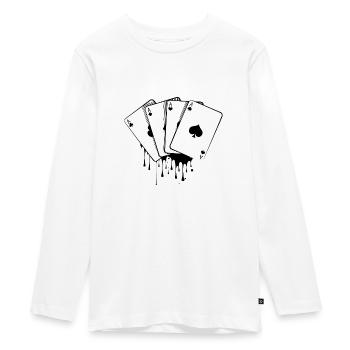 Spielkarte Poker Pokerspieler Geschenk Kartenspiel - Teenager Premium Bio Langarmshirt - Weiß - Vorne - AI Model Kid Female (0cm)