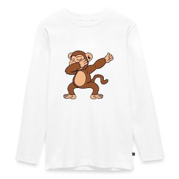 Dabbing Dab dancing monkey - Teenager Premium Organic Long Sleeve Shirt - white - Front - AI Model Kid Female (0cm)