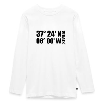 Sevilla Koordinaten - Teenager Premium Bio Langarmshirt - Weiß - Vorne - AI Model Kid Female (0cm)