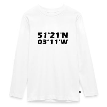 Cardiff Koordinaten - Teenager Premium Bio Langarmshirt - Weiß - Vorne - AI Model Kid Female (0cm)