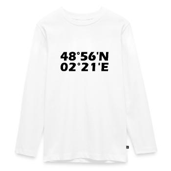 Saint-Denis coordinates - Teenager Premium Organic Long Sleeve Shirt - white - Front - AI Model Kid Female (0cm)